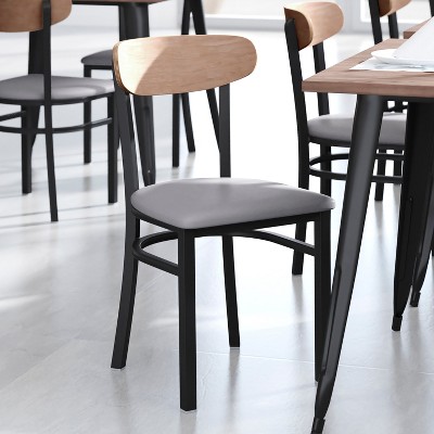 Modern Birchwood Gray Vinyl High-Capacity Dining Chair