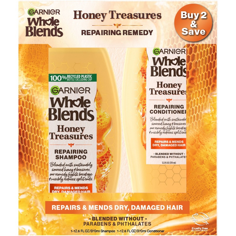 Garnier Whole Blends Honey Treasures Repairing Shampoo and Conditioner - 12.5 fl oz/2ct -  86690432