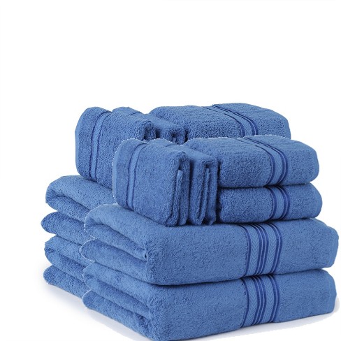 Noble House Ultra Soft 100% Cotton Extra Heavy & Absorbent Hotel Feel 12pc  Bath Towel Set Bathroom 4 Bath Towels 4 Hand Towels 4 Washcloths - Blue