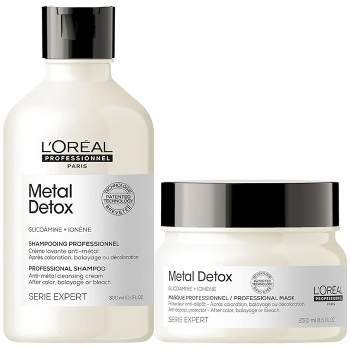 L'Oreal METAL DETOX Shampoo (10.1 oz) & Mask (8.5 oz) Duo Set - Prevents Hair Damage, Prolongs Color, Anti-Breakage, Sulfate-Free Loreal Kit