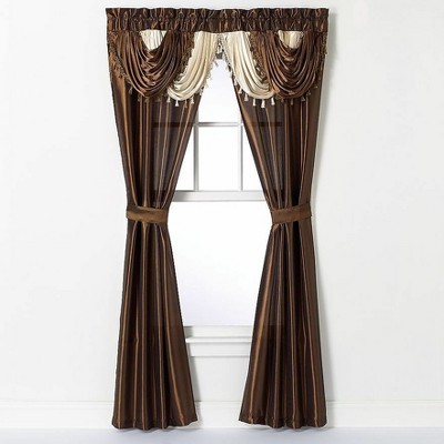 Kate Aurora Satin Semi Sheer Complete 5 Piece Window in a Bag Attached Curtain Set