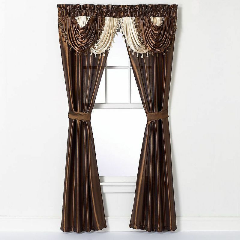 Kate Aurora Satin Semi Sheer Complete 5 Piece Window in a Bag Attached Curtain Set, 1 of 4
