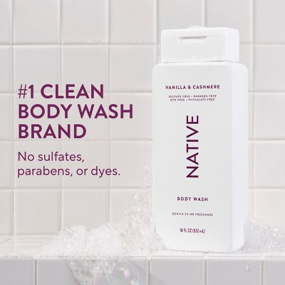 Native Body Wash - Vanilla & Cashmere - 18 fl oz: Liquid, Whole Body, Normal Skin, Paraben-Free
