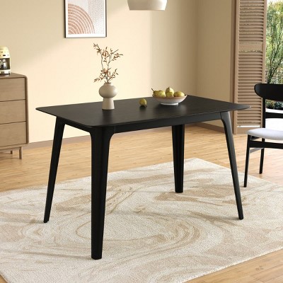 47" Rectangle Dining Table for 4, Kitchen Table with MDF Top and Rubber wood Legs for Dining Room, Living Room, Apartment, or Small Spaces-Tanpinhause
