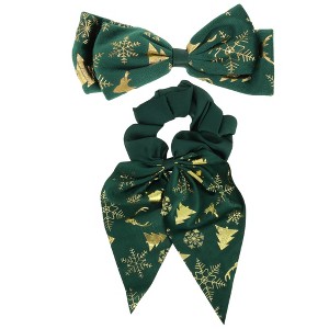 Unique Bargains Christmas Stylish Bows Hair Elastics Hair Clips 2 Pcs - 1 of 4