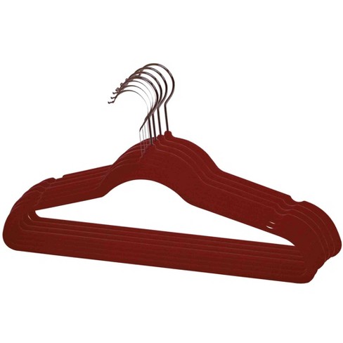 Home Basics 10-Piece Velvet Hangers, Burgundy, STORAGE ORGANIZATION