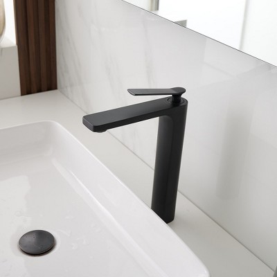 Matte Black Tall Single Handle Vessel Sink Faucet
