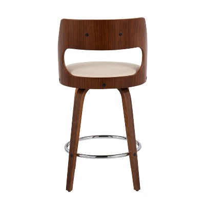 Cecina 18.5'' Cream Walnut Mid-Century Modern Swivel Counter Stool