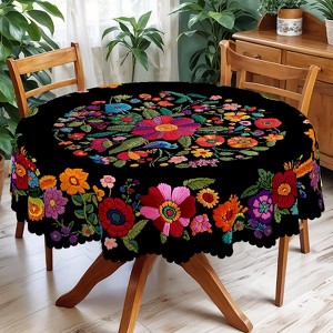 LOVEVOOK Floral Rectangular Tablecloth, Washable Seasonal Round Floral Table Cover for Party Picnic Dinner Decor - 1 of 4