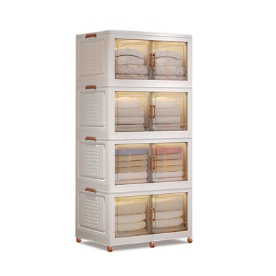 GustoWave 4 Tier Stackable Storage Bins With Lid Closet Organizers Collapsible Plastic Storage Bins Home Containers Boxes for Bedroom Living Room