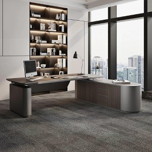 SAINTCY Executive L-Shaped Desk with File Cabinet - 1 of 4