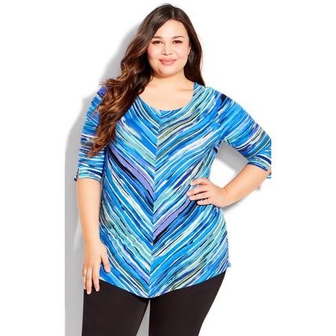 Women's Plus Size Paint Point Front Tunic - Purples Blues | Avenue : Target