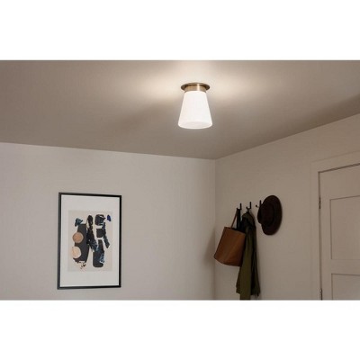 Champagne Bronze 8.5" LED Flush Mount with Opal Glass Shade