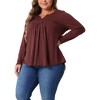 Agnes Orinda Women's Plus Size Long Sleeve V Neck Pleated Fall Casual Tunics Blouses - 2 of 4