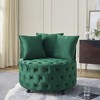 Wooakway 26" x 30" Velvet Swivel Chair with Button Tufted Design Movable Wheels Includes 3 Pillows Black - 2 of 4