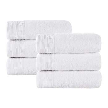Rayon From Bamboo Cotton Blend Hypoallergenic Solid Hand Towel Set of 6 by Blue Nile Mills