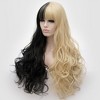 Unique Bargains Women's Curly Wigs 30" Gold Tone Black with Wig Cap - 3 of 4