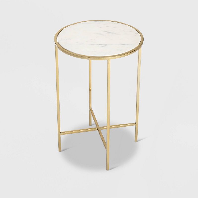 Elliott Marble Side Table White/Gold - Adore Decor, 1 of 9