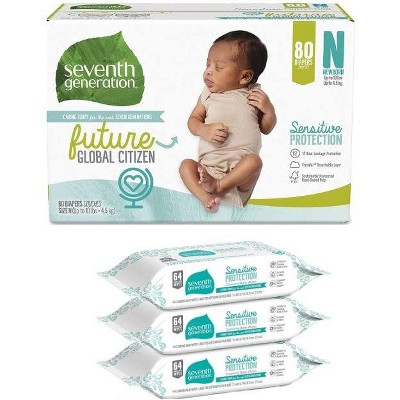 Seventh Generation Baby Diapers Chlorine Free Diaper Newborn Diapers Sensitive Protection Newborn 80 Count