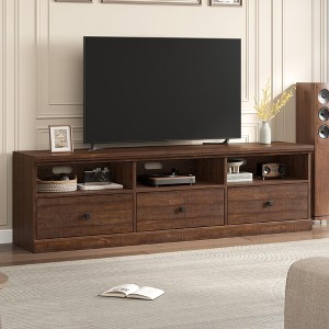 70in TV Stand for TVs up to 80", Mid Century Modern Entertainment Center with Storage Drawer and Open Shelves, TV Console Media Cabinet for Bedroom - 1 of 4