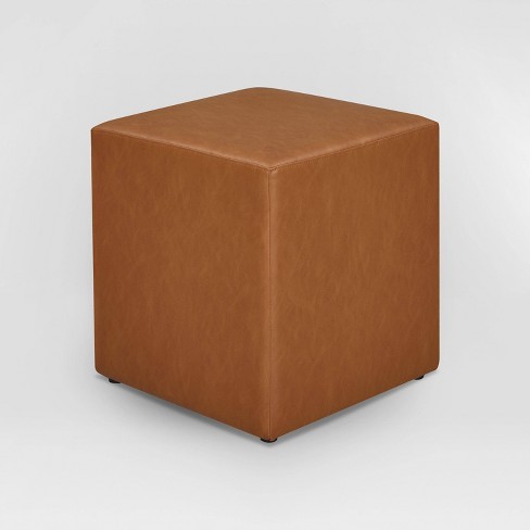 Wellford Faux Leather Woven Cube Brown - Threshold™