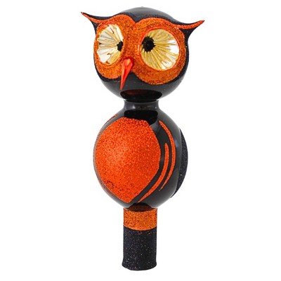 Santa Land 7.0 Inch Midnight Glitter Hoot Tree Topper Halloween Tree Topper , Halloween Decor Halloween Retro Vintage Owl (1PC)