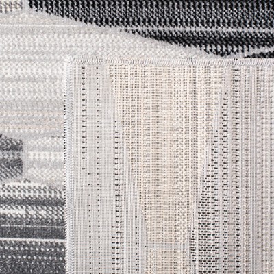 Grey and Dark Grey Geometric 6' x 9' Synthetic Area Rug