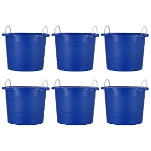 United Solutions 19 Gallon Large Durable Plastic Utility Tub with Strong Rope Handles for Indoor or Outdoor Home Organization, Blue, 6 Pack - 1 of 4