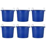 United Solutions 19 Gallon Large Durable Plastic Utility Tub with Strong Rope Handles for Indoor or Outdoor Home Organization, Blue, 6 Pack