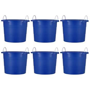 United Solutions 19 Gallon Large Durable Plastic Utility Tub with Strong Rope Handles for Indoor or Outdoor Home Organization, Blue, 6 Pack