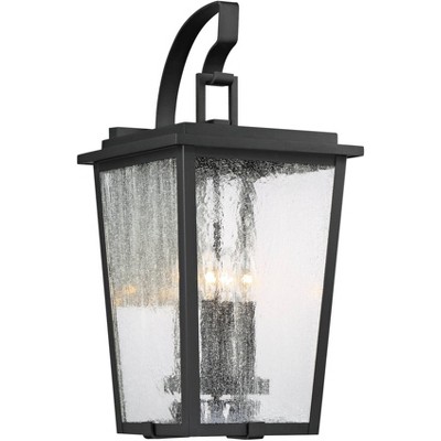 Minka Lavery Modern Outdoor Wall Light Fixture Sand Black 4-Light 23" Clear Seeded Glass Shade for Post Exterior Porch Yard Patio