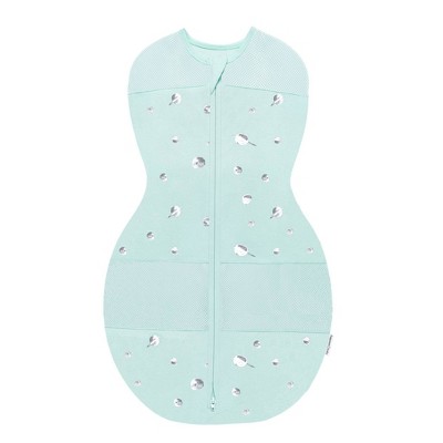 Image of Happiest Baby Sleepea Sack Swaddle Wrap - Blue/Green with Planets - L