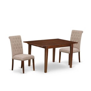 HomeStock 3-Piece Mahogany Finish Rectangular Solid Wood Top With Butterfly Leaf Dining Table Set - 1 of 4