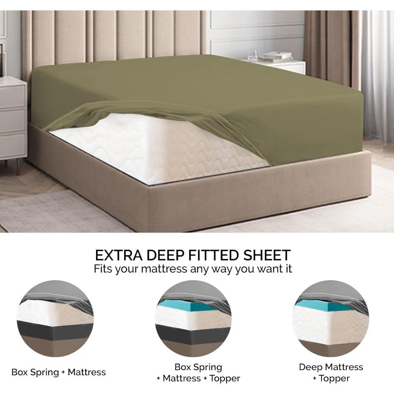 Microfiber Fitted Sheet 18" - 24" Inch Extra Deep Pocket - CGK Linens, 4 of 7
