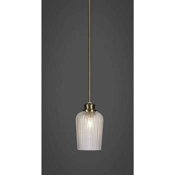 Toltec Lighting Cordova 1 - Light Pendant in  New Aged Brass with 5" Clear Textured Shade