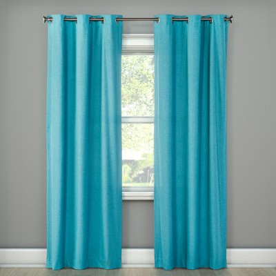 teal curtains