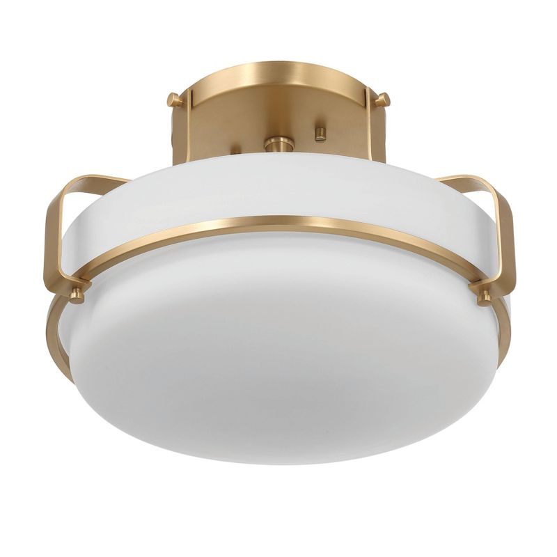Robert Stevenson Lighting Allegra Etched Opal Glass and Metal Semi-Flush Mount Ceiling Light White and Gold, 1 of 15