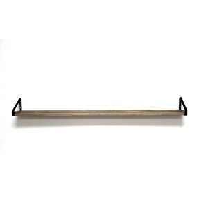 60" Solid Wood Ledge Wall Shelf, Driftwood Finish & Metal Bracket - InPlace: EZ Anchors, Open Shelves - 1 of 4