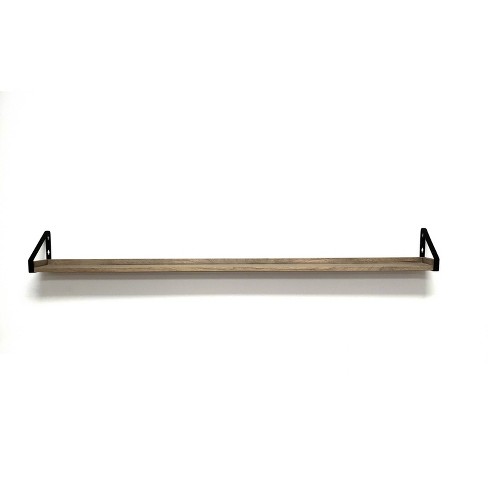 60" Solid Wood Ledge Wall Shelf, Driftwood Finish & Metal Bracket - InPlace: EZ Anchors, Open Shelves - image 1 of 4