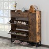 Gulches Shoe Storage Cabinet - 2 Flip Drawers & Side Cabinet, Adjustable Shelves, Rustic Brown MDF, Metal Base, Slim Fit for Foyer/Porch/Entryway - 3 of 4