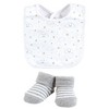 Hudson Baby Unisex Baby Cotton Bib and Sock Set, Gray Cloud, One Size - 4 of 4