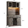 72'' Farmhouse Coffee Bar Cabinet with LED Light and Power Outlet, Large Kitchen Hutch with 3 Drawers and Wine Glass Rack - 4 of 4