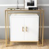Jojoka White Modern Sideboard Buffet Cabinet with Tempered Glass Top - 4 of 4