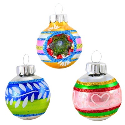 Christopher Radko 1.5 Inch Cc Reflector & Rounds Shiny Brite Vintage Style Tree Ornament Sets