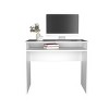 INFURNIC Desks 30.6" H Modern Computer Desk with Storage Shelf Easy to Assemble for Compact and Organized Workspace, White, 16.5"*35.1"*30.6" - 2 of 4