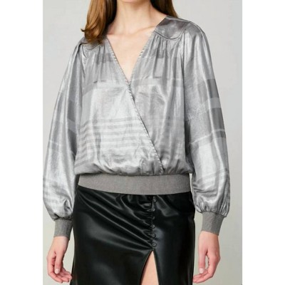 Women's Metallic Surplice Blouse - current air