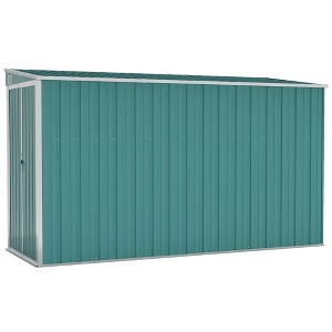 vidaXL Wall-Mounted Garden Shed 46.5"x113.4"x70.1", Durable Galvanized Steel and Metal, Weather-Resistant, Easy Entrance Double Doors, Green - 1 of 4