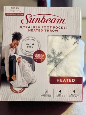 Sunbeam 50 X 60 Nordic Premium Heated Throw Foot Pocket Electric Blanket Snowflake Microplush Machine Washable Target