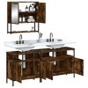 vidaXL 3-Piece Smoked Oak Bathroom Furniture Set - Engineered Wood Wall-Mounted Storage Cabinets & Mirror - 4 of 4