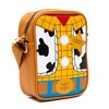 Disney Vegan Leather Cross Body Backpack for Men and Women with Adjustable Strap, Toy Story Woody Doll Chest with Back Close Up Brown - 2 of 4